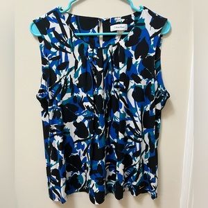 Calvin Klein - Blue/Black Geometric Suiting Top, Size XL